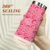 Pink Hand Drawn Heart Pattern Insulated Coffee Tumbler Double Walled Vacuum Thermal Cup,Leakproof Travel Mug for Hot Cold Drinks Gift Idea