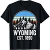 Wyoming Est -1890 Горы Винтажный Закат Футболка