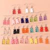 Candy Color Resin Bear Earrings for Women - Cute Cartoon Transparent Jewelry
