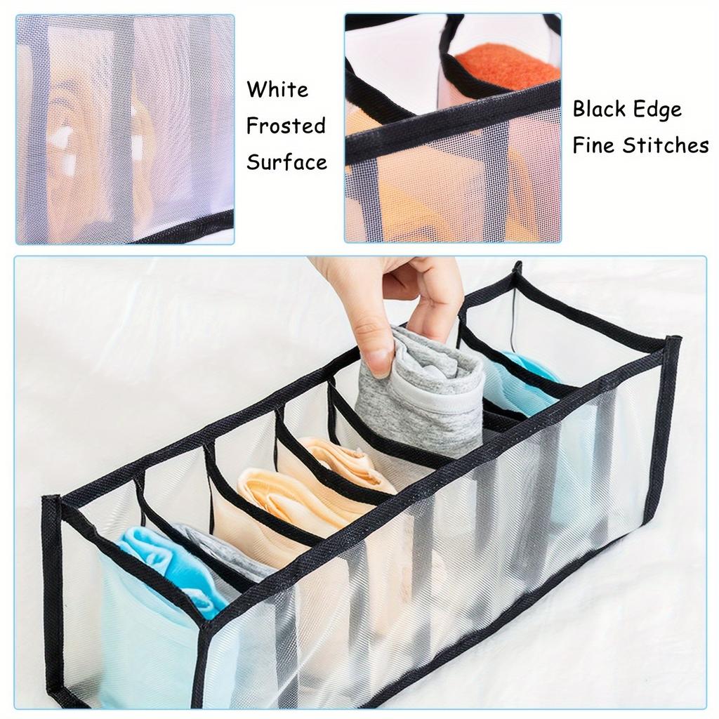 3pcs Set Foldable Nylon Bra Organizer - Closet Drawer Divider for Women's Lingerie, Underwear, Socks, and Ties