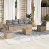 VidaXL Garden Lounge Set with Cushions 7 Pcs Beige Braided Resin 3259952
