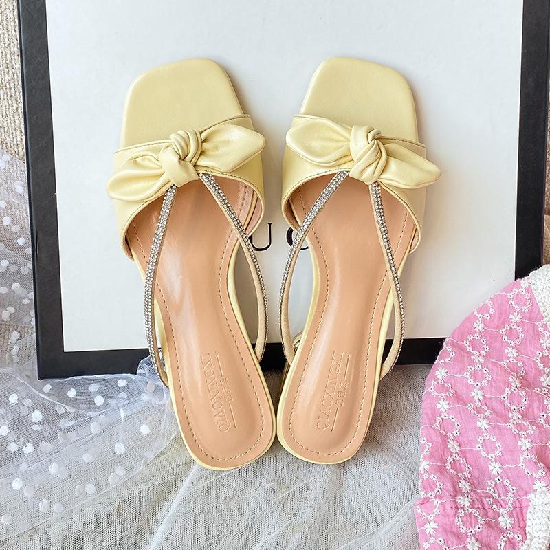 2024 Новые Туфли для Женщин Модные Сандалии Летние Кожаные Туфли С Бантом Красивые Туфли На Низком Каблуке Туфли На Высоком Каблуке Большие Размеры