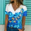 Новая летняя женская футболка с цветочным принтом и v-образным вырезом, сексуальный топ с коротким рукавом, модная футболка с принтом, футболка в стиле Харадзюку, женские размеры больших размеров 6xl