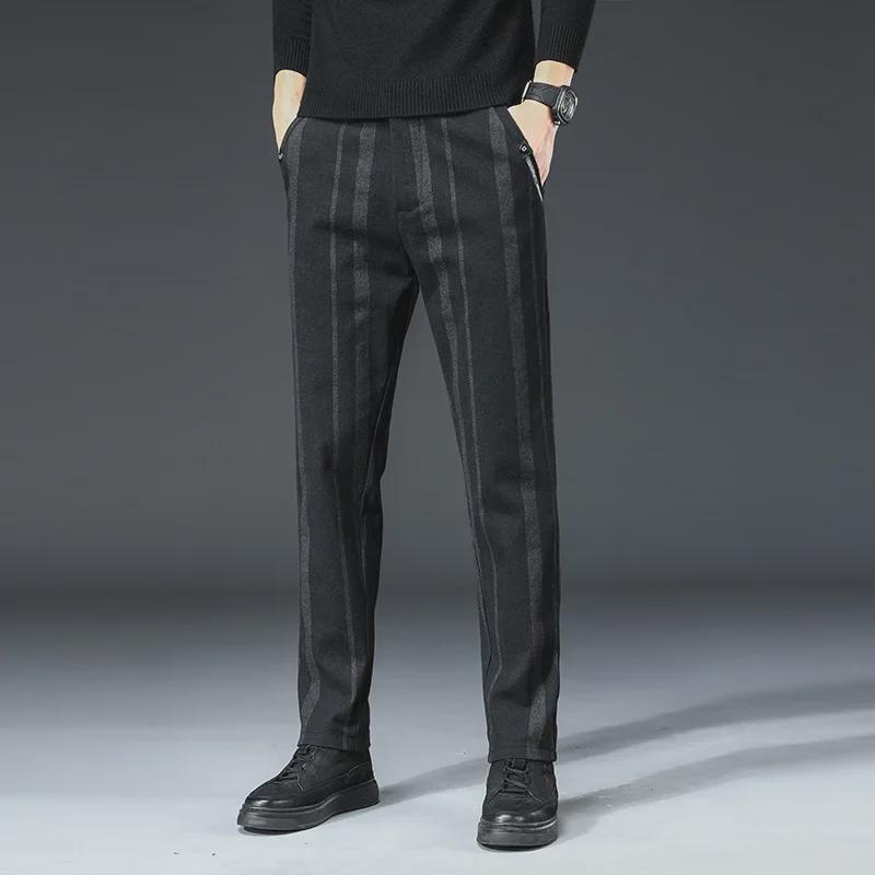 Xintang мужские узкие прямые полосатые эластичные повседневные брюки