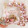 140 Piece Rose Gold Balloon Wreath Arch Kit With Pink Gold White Balloon For Graduation Birthday