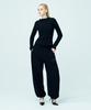 ATTENTIONROW FOR WOMEN Cloud Winkle Half-Neck Long-Sleeve T-Shirt (Black)