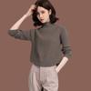 Thickened Semi High Neck Sweater Women's Short High Waisted Top Solid Knitwear