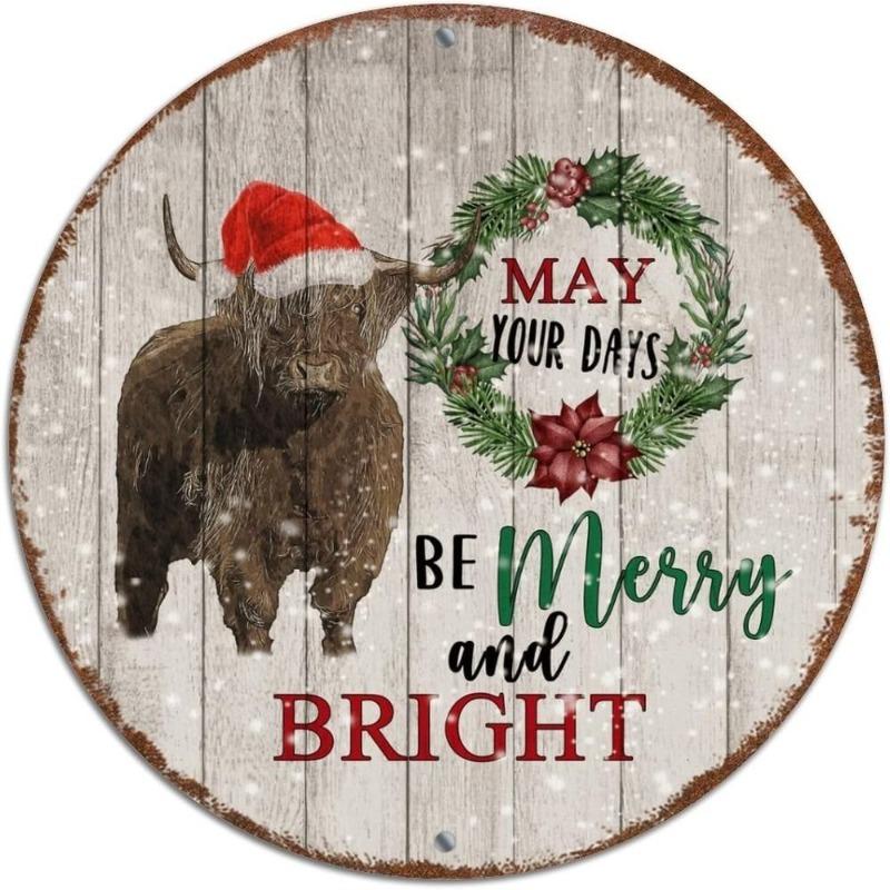 Witch Broom Halloween Sign, Round Aluminum Wall Plaque 20x20cm