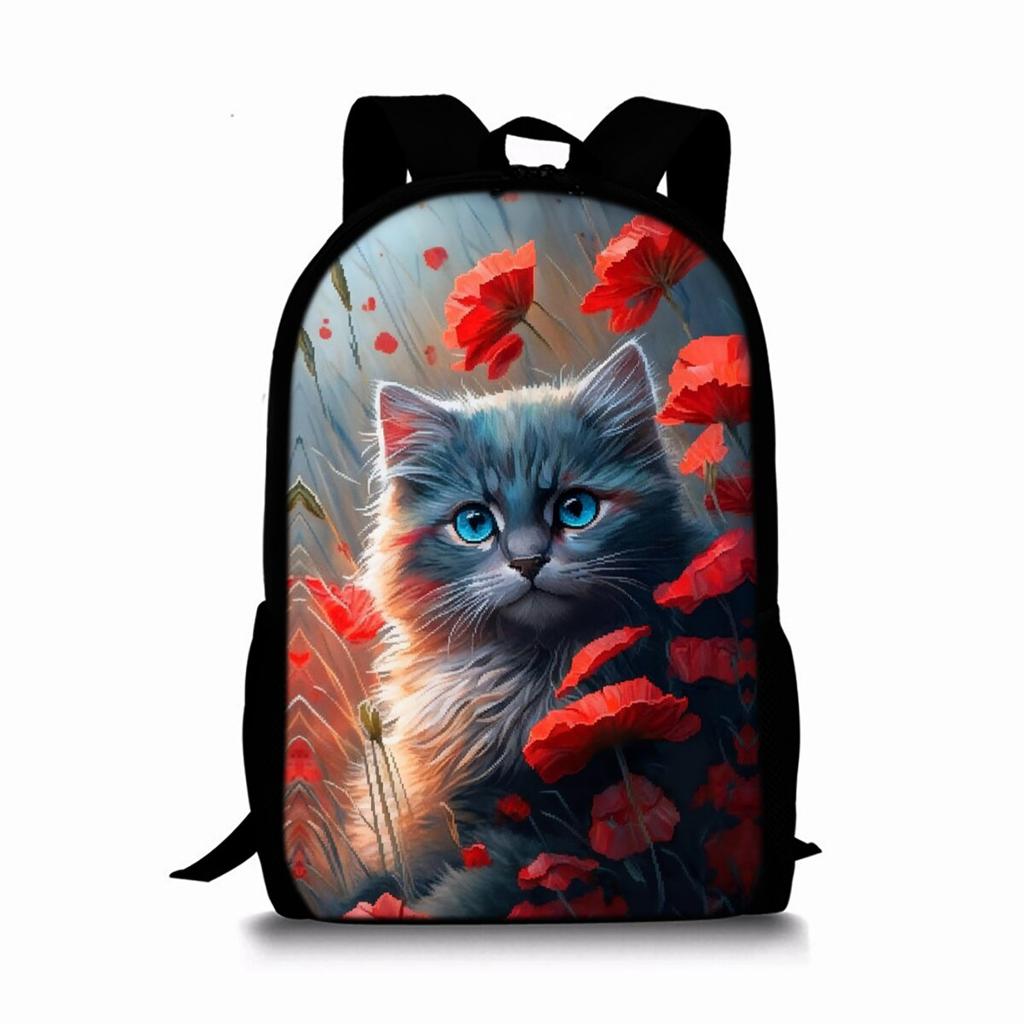 Милый Рюкзак с Принтом Кота, Однослойный, для Мальчиков и Девочек, Лучшие Подарки, 2D Плоская Мультяшная Школьная Сумка для Детей, Сумки