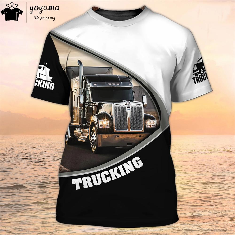 Truck Graphic T Shirts 3D Print Mens Clothing Short Sleeve Tee Van Driver Workwear O-Neck Casual Men's Clothing T Shirt Men Tops