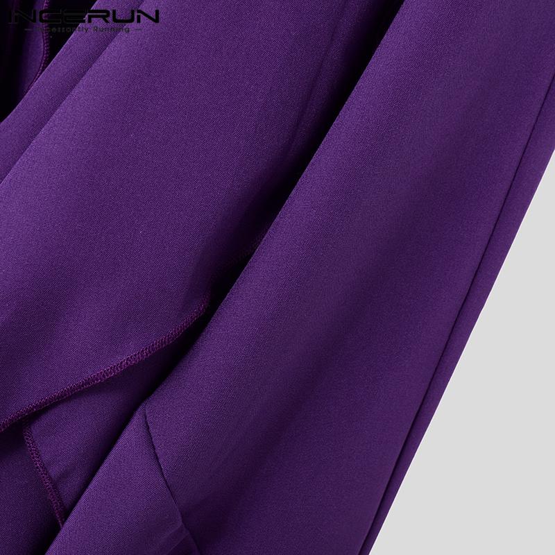 INCERUN Men High Waist Ruffled Layers Trousers Zipper Up Casual Long Pants