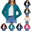 Women's Fashionable Solid Color Long Sleeved Button Knit Cardigan Casual Sweater Jacket