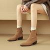 Fashion NEW Autumn/Winter Women Boots Pointed Toe Chunky Heel Shoes Genuine Leather Shoes for Women Casual Zip Ankle Boots Western Boots