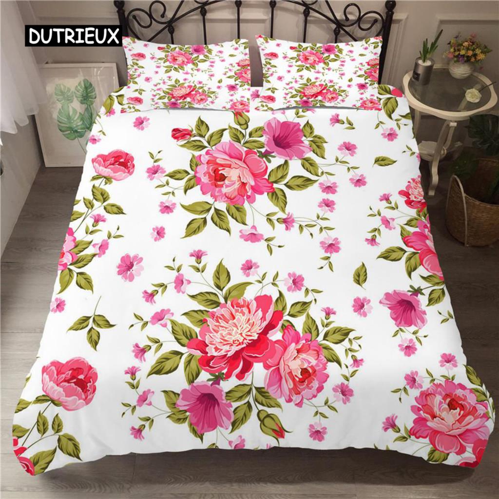 Цветочный пододеяльник, комплект постельного белья, белый узор с бабочками и цветами, фантазийный фиолетовый фон, комплект постельного белья с цветочной тематикой, королевский размер, пододеяльник