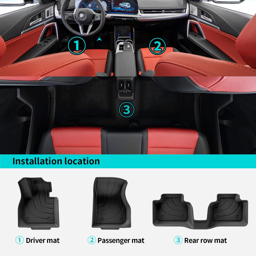 For 2023 2024 BMW X1 TPE 3D Car Floor Mats Trunk Pad Odorless Accessories Only Fit Left Hand Driver