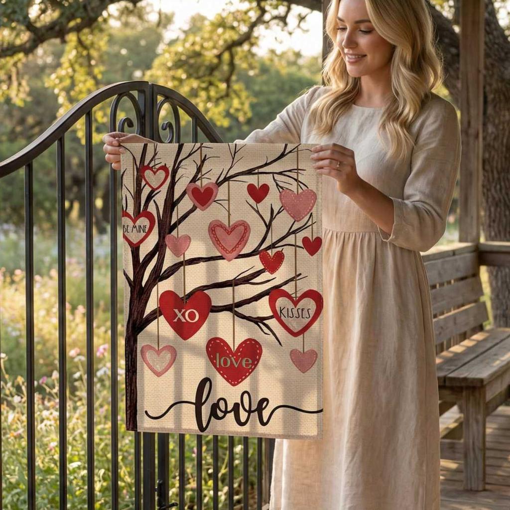 Valentine's Day Garden Flag Outdoor Date Party Decoration Flag Love Print House Door Welcome Flag