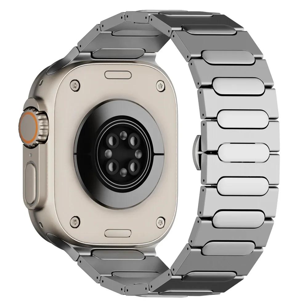 Титановый ремешок для Apple Watch Ultra 3 2 49 мм 9 45 мм Мужской ремешок для iwatch Серии 11 10 6 5 Se 44 мм 46 мм Металлический ремешок для часов Браслет
