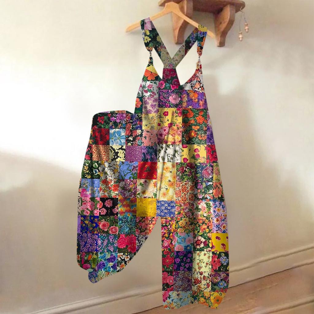 Женский свободный повседневный цельный летний комбинезон с цветочным принтом