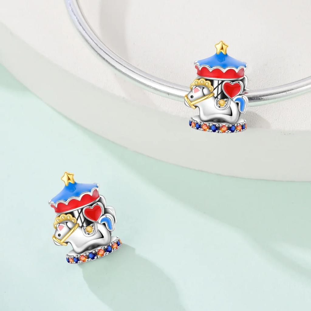 Изысканные Шармы Бусины Розового Цвета Медь Милая Девочка Страна Чудес Единорог Цвет Сердце Форма Подвеска Подходит Браслету-Бэнглу Ювелирные Изделия