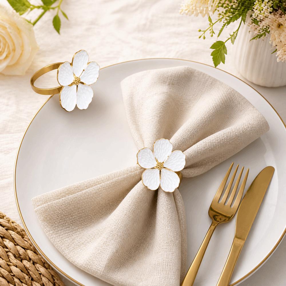 5-Petal Flower Napkin Buckle Alloy Napkin Ring Buckles Lucky Napkin Holder Wedding Table Decor