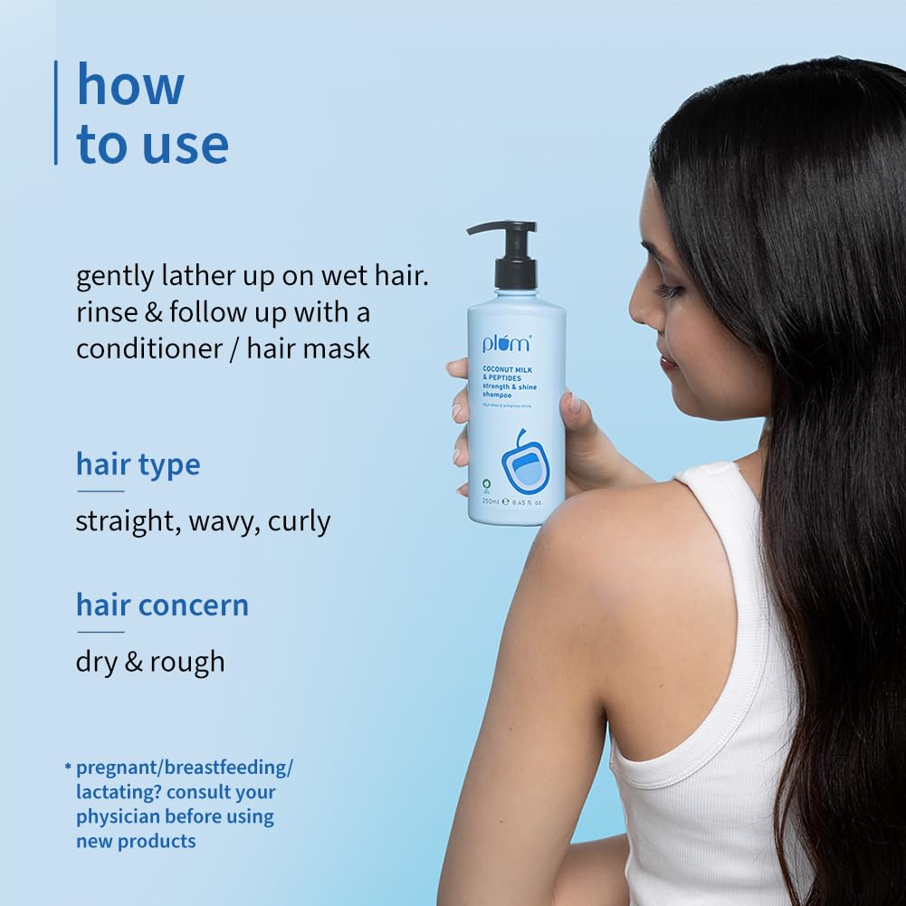 Plum Coconut Milk & Peptides Shampoo 250ml Conditioner 175g Combo for Softer, Hydrated Hair