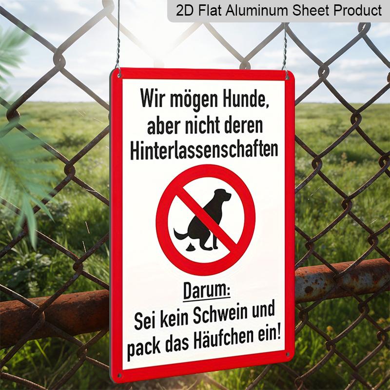2D Flat Vintage German "No Dog Poop" Metal Sign - Rustic Wall Decor for Home & Garden, Durable Indoor/Outdoor Use, Perfect for Beer Enthusiasts, Dog
