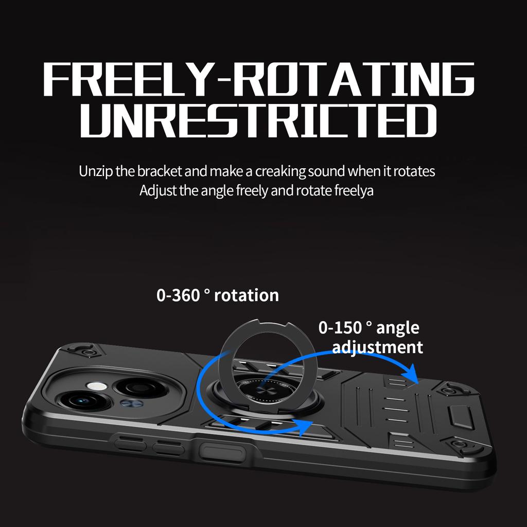 Phone Case For TECNO Spark Go 5G/Pop 9 4G/Spark Go 1 PC + TPU Anti-Fall Back Cover with Ring Holder Kickstand