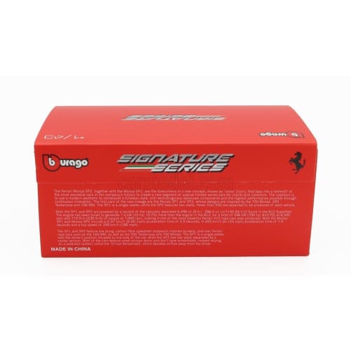 Bburago Ferrari Monza 1/43 Scale Diecast Model Car, FERRARI MONZA SP2 2018 (Red Metallic), Signature Series