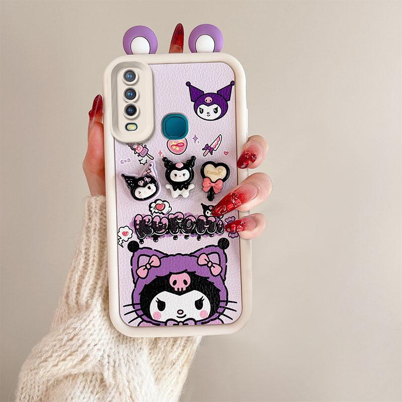 KEYSION Милый чехол с 3D-мультяшным изображением уха для VIVO Y17 Y15 Y12 с браслетом, мягкий силиконовый противоударный чехол для телефона VIVO Y11 2019