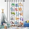 Cartoon Pattern Blackout Curtains 2Pcs Educational Fun Design For Children'S Room Living Room Bedroom Window Decor Grommet Top