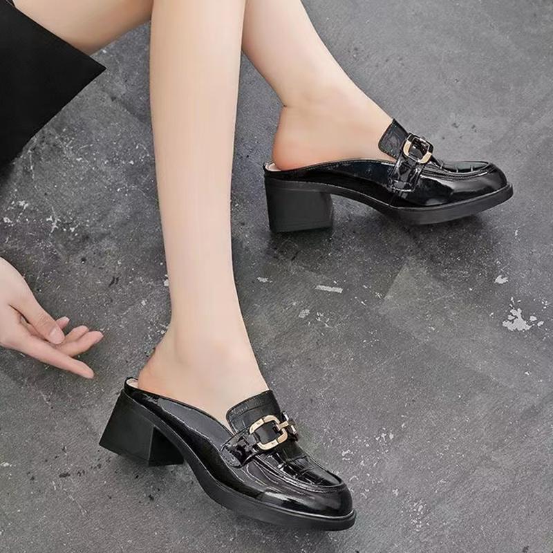 Модные летние полушлепанцы Aphixta 2025, 5 см квадратный каблук, шлепанцы, женские модные слайды с пряжкой, сандалии со змеиным принтом, крутая обувь