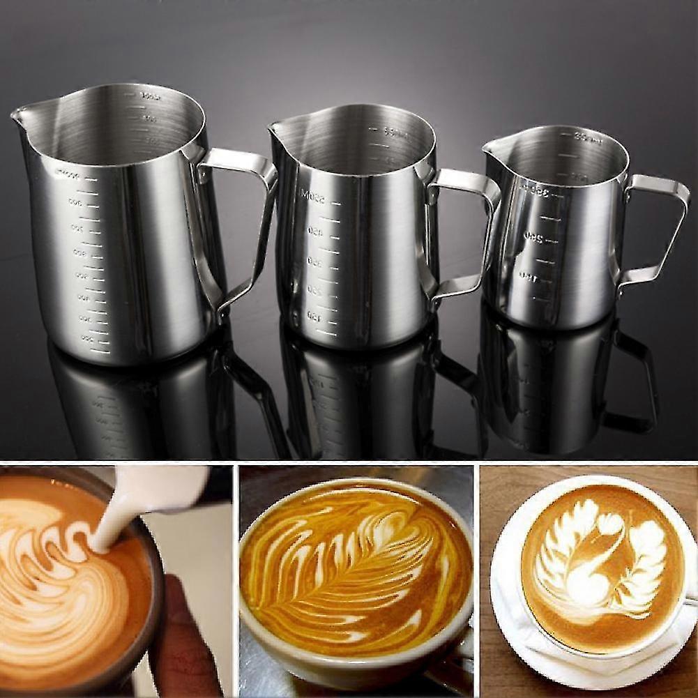 350/600/1000ml Milk Frothing Pitcher Stainless Steel Coffee Cup With Scale Q