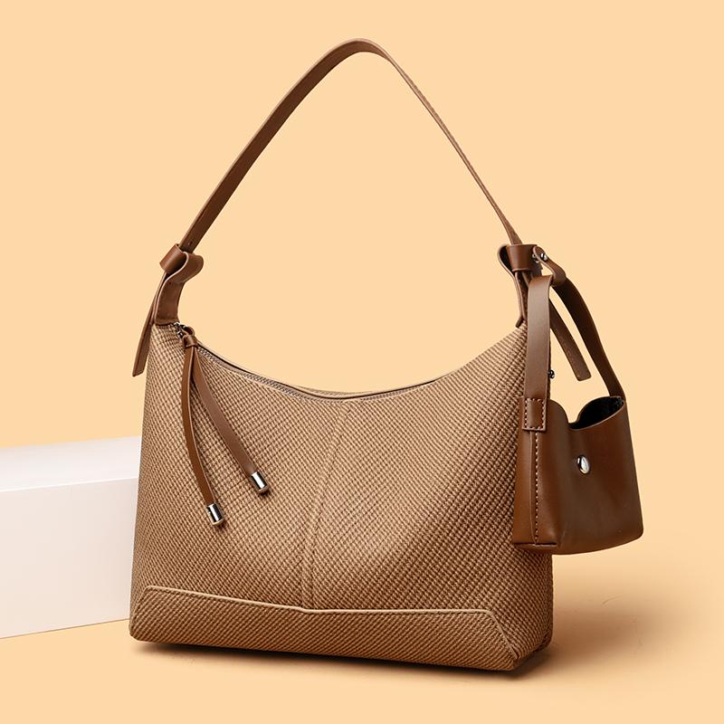 Женская текстурированная сумка-хобо Стильная наплечная сумка со съемным маленьким кошельком для повседневного использования