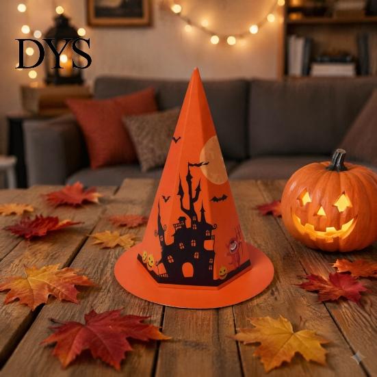 Foldable Party Gift Boxes Halloween Candy Box for Kids, Witch Hat Shaped Cardboard Container, Chocolate Packaging Parties Treat or Trick Cookie Snack
