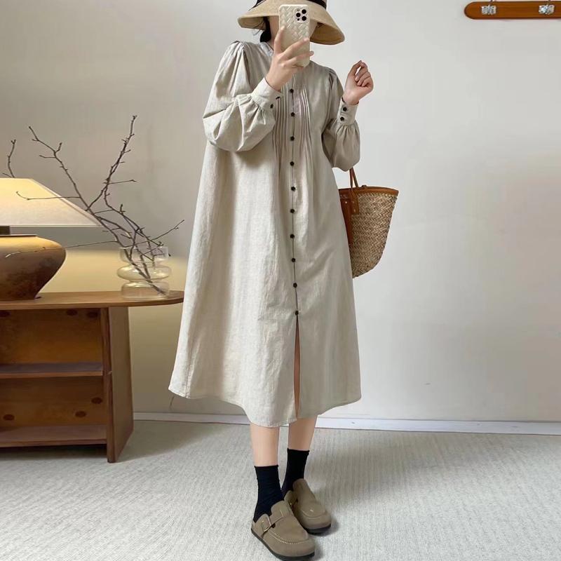 Johnature Платье-гармошка в складку в стиле ретро, литературный лес, весеннее японское свободное платье с брошью