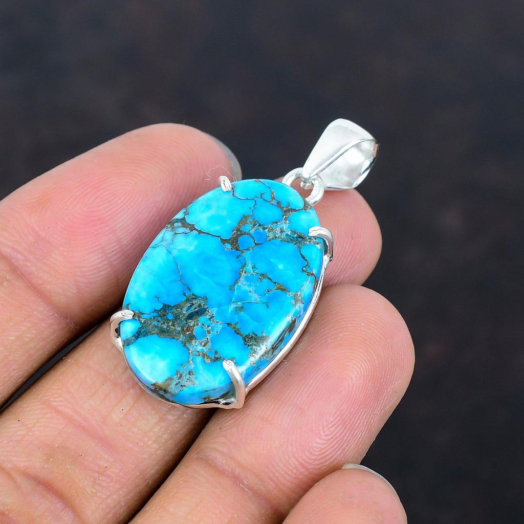 Подвеска из тибетской бирюзы, подлинные драгоценные камни, старинная подвеска, серебряная подвеска 925 пробы, подвеска ручной работы из камня, родившегося по гороскопу, подарки на годовщину