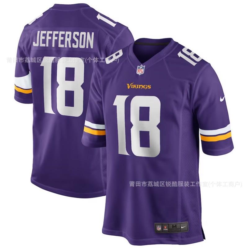 Vikings Football Jersey 18 Jefferson 19 Thielen American Uniform Men Women