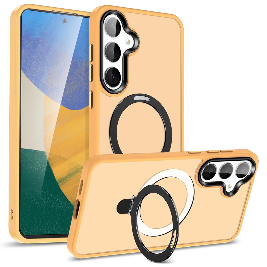 Чехол для Samsung Galaxy S24 PC+TPU Магнитное кольцо Подставка Защитная крышка для телефона