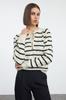 Women's Fashionable Stylish Sweater Stone Soft Textured Basic Striped Knitwear Sweater