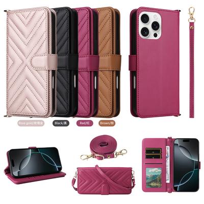 Для iPhone 16 Pro Сумки Crossbody Магнитный Кошелек с Держателем Для Карт Кожаный Чехол Для Телефона Для iPhone 16 Pro Защитный Чехол