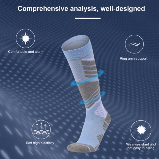 1 пара зимних лыжных носков для женщин, теплые носки для походов, высокие до колена, хлопковые носки для сноуборда, катания на лыжах и велоспорта на открытом воздухе