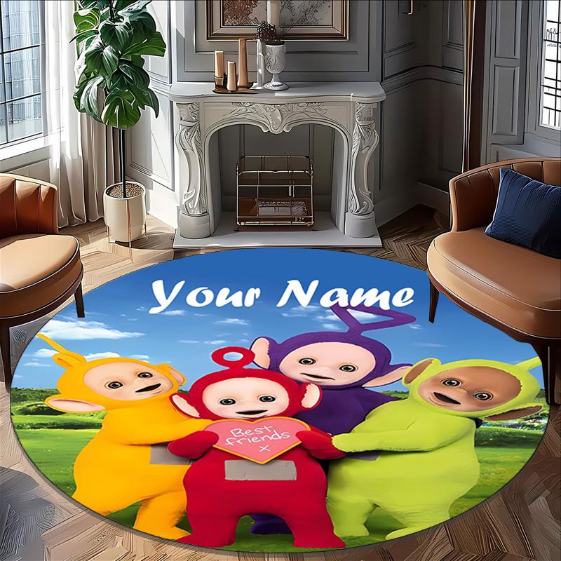 Customizable T-Teletubbies2 Round Non-Slip Carpet - Ideal for Garden, Picnic, Office, Perfect for Decoration, Suitable For All Seasons