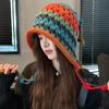 Модная дизайнерская вязаная крючком шапка из цветной шерсти для женщин, осенне-зимняя, защитная шапка-пуловер, вязаная шапка