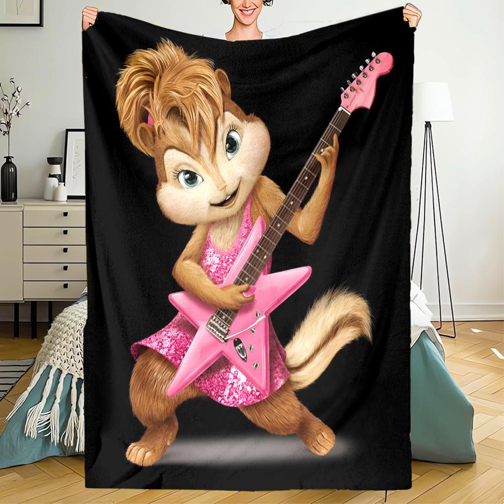 Alvin and the Chipmunks Theme Printed Blanket - Perfect for Couch, Bed, Travel & Outdoor Use | Machine Washable, Cozy & Durable.