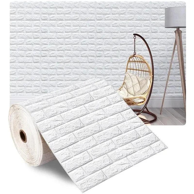3D Self-Adhesive Wallpaper 70cm*1m Continuous Waterproof Brick Wall Stickers Living Room Bedroom Children's Room Home Decoration