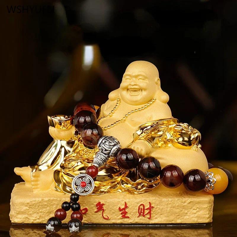 Home Decoration Accessories Resin Handicrafts Car Ornaments The Maitreya Buddha Statue In the Car Attracts Wealth 1pcs Gift