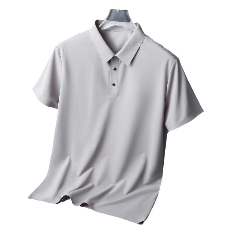Новая мужская одежда для молодежи и людей среднего возраста, содержащая шелковую футболку с короткими рукавами из тонкого ледяного шелка, повседневная простая универсальная футболка