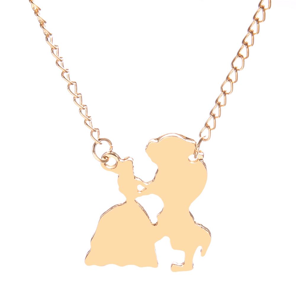 Necklace Women Creative Beautiful Women And Beasts Necklace Alloy Electroplating Pendant Spot