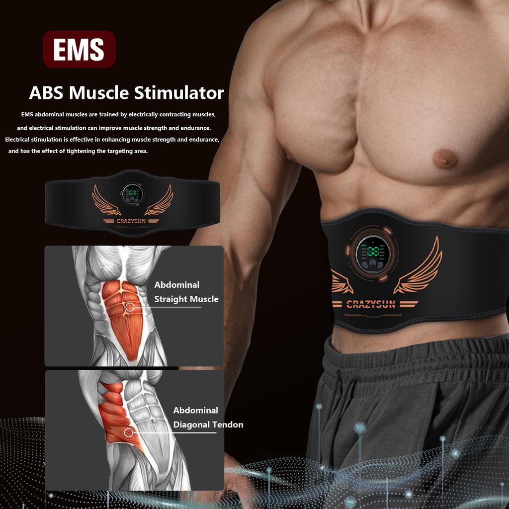 Миостимулятор Умный пояс для тонизирования живота EMS Стимулятор мышц Тренажер для пресса USB Зарядка Массажер для тела Похудение Фитнес-оборудование