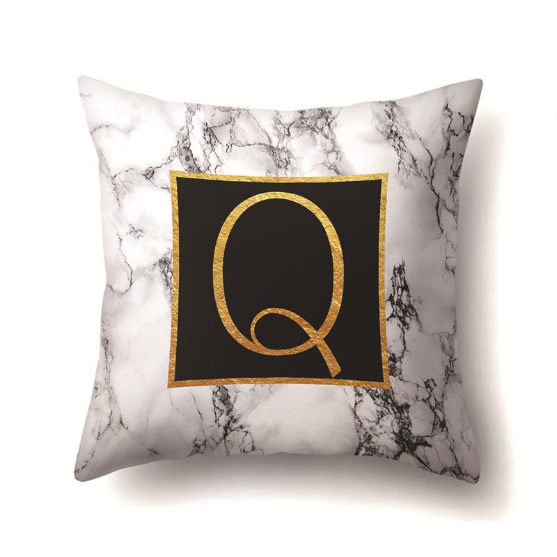 Полиэстеровая наволочка Домашняя Принт Мрамор Черный Золотой Наволочка 26 Английских Букв Наволочка